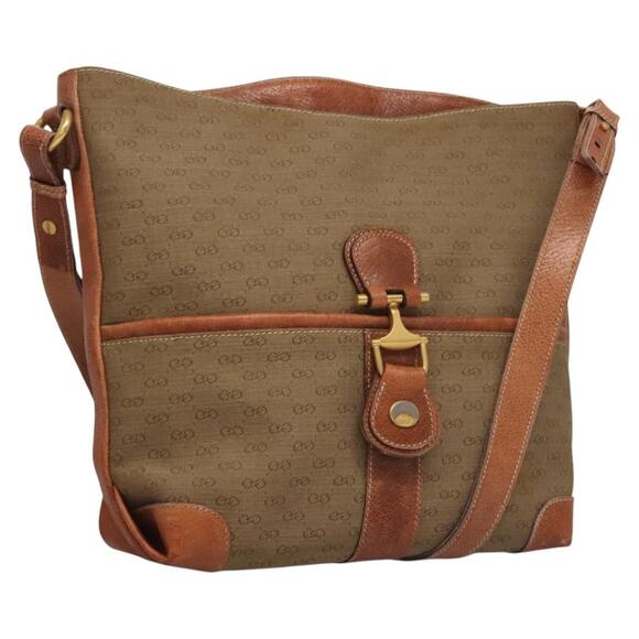 GUCCI Micro GG Supreme Shoulder Bag Pvc Leather Beige Brown Gold - Picture 1 of 16